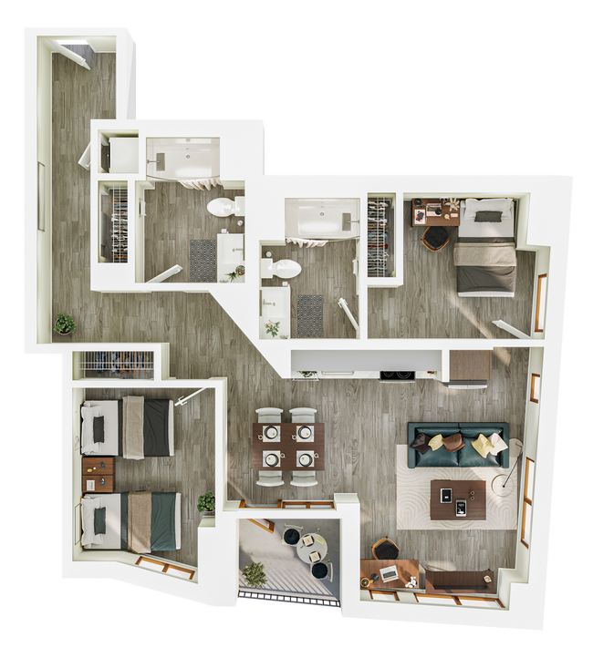 2BR/2BA - B6 Double Occupancy floor plan